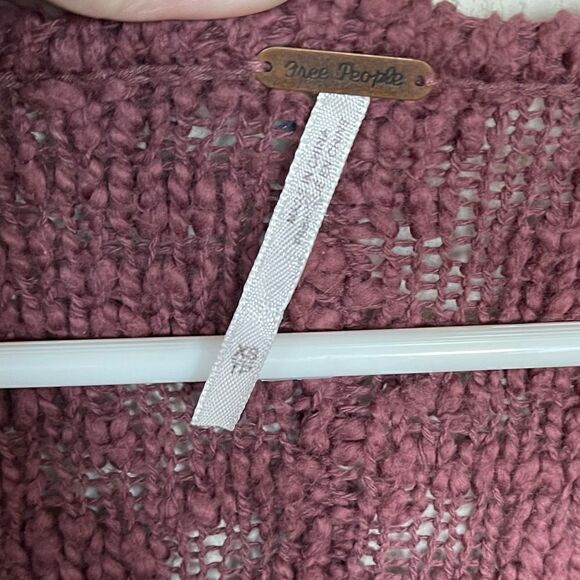 Free People- Pretty Pointelle Chunky Knit Sweater in Dusty Purple, Size XS - Picture 3 of 14